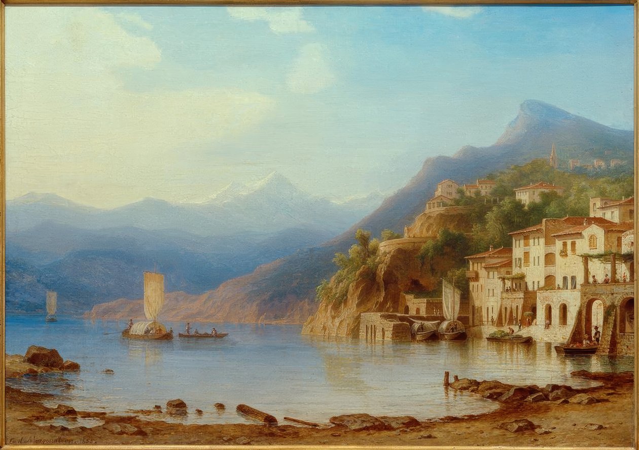 C. Morgenstern, Como Gölü üzerinde Varenna manzarası by Carl Morgenstern