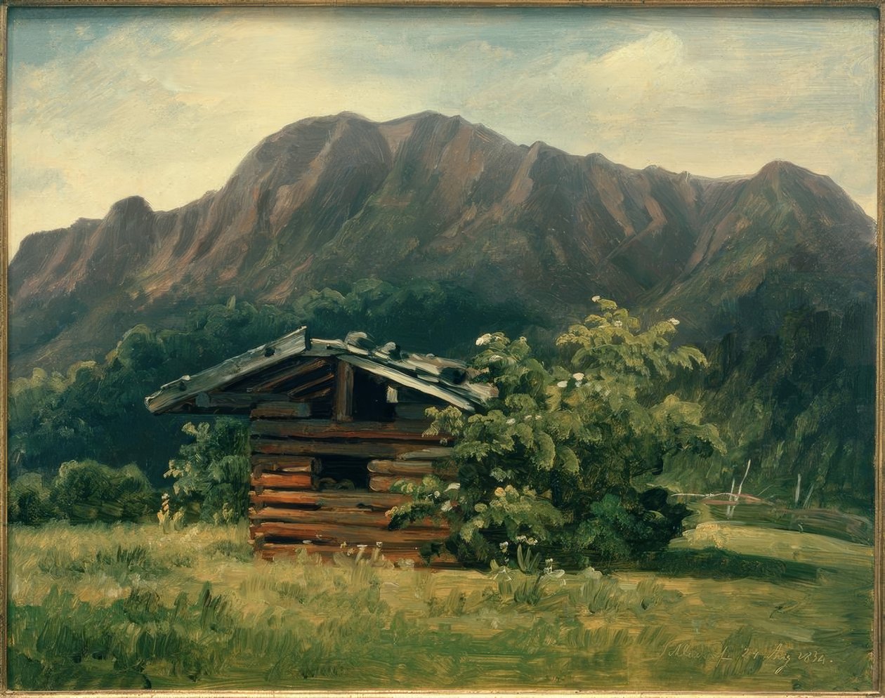 C.Morgenstern, Schlehdorf yakınlarındaki bir çayırda saman ahırı by Carl Morgenstern