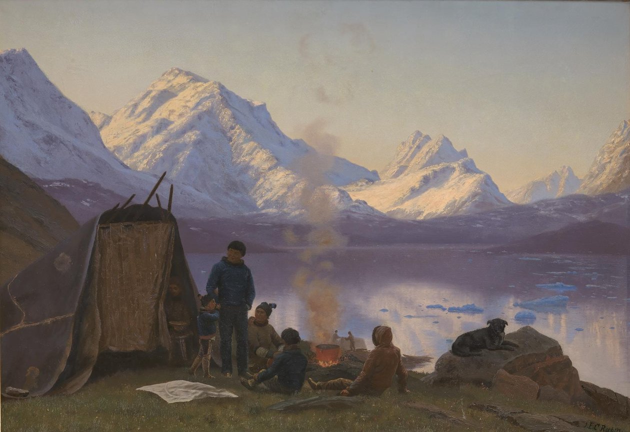 Bir fiyort tarafından bir Grönland yerleşimi. Yaz by Carl Rasmussen