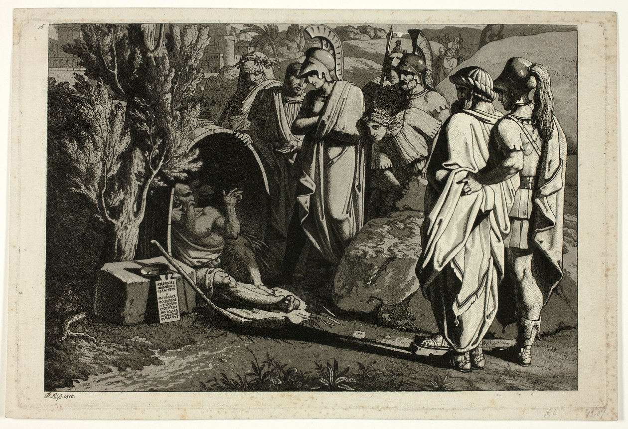 Diogenes, Alexandre ve Generalleri ile Küvetinde by Carl Russ