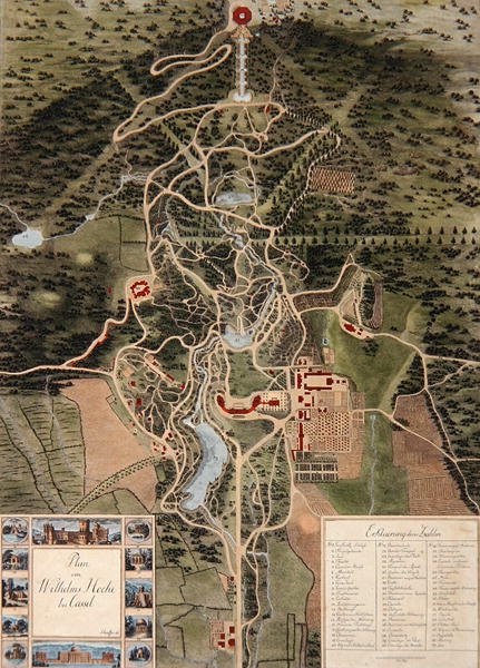Kassel yakınlarındaki Wilhelmshohe Planı (renkli gravür) by Carl Schaeffer