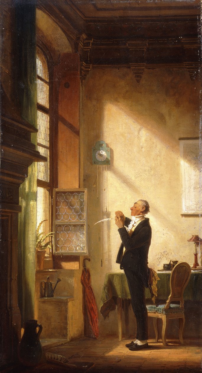 Tüy Kalemini Bileyen Bir Yazar; Bir kalem kesen yazar by Carl Spitzweg