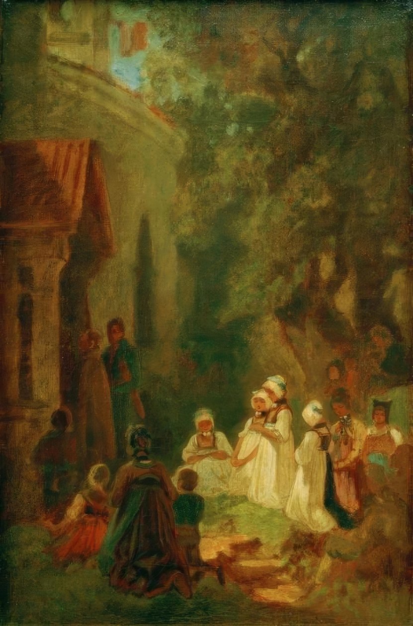 Orman şapeli önünde bağlılık by Carl Spitzweg