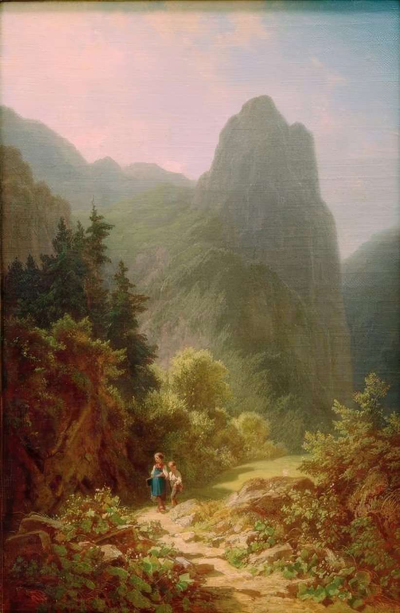 Bergschüler am Ammergauer Köfel by Carl Spitzweg