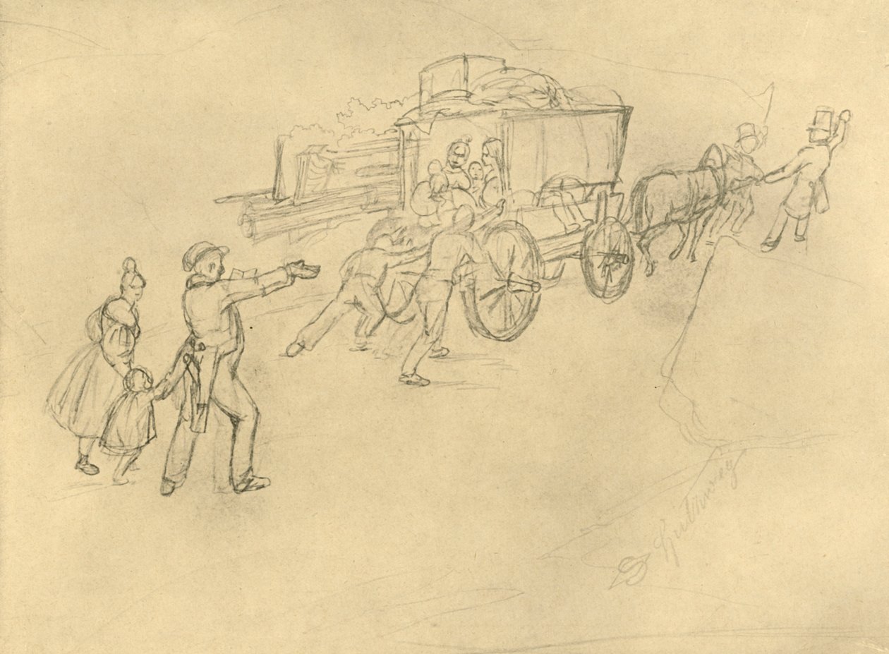Thespian Actor Travelling, 19. yüzyılın ortaları, c1924. by Carl Spitzweg