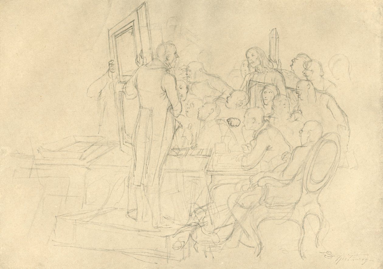 Die Kunstauktion, 19. yüzyılın ortaları, c1924. by Carl Spitzweg