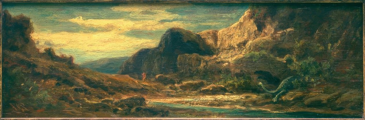 Ejderhalarla dolu kaya manzarası by Carl Spitzweg