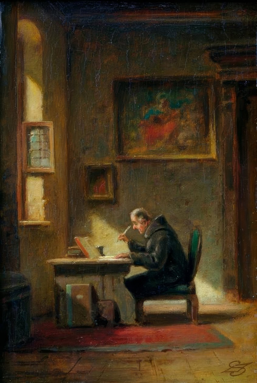 Bilgin keşiş masasında by Carl Spitzweg