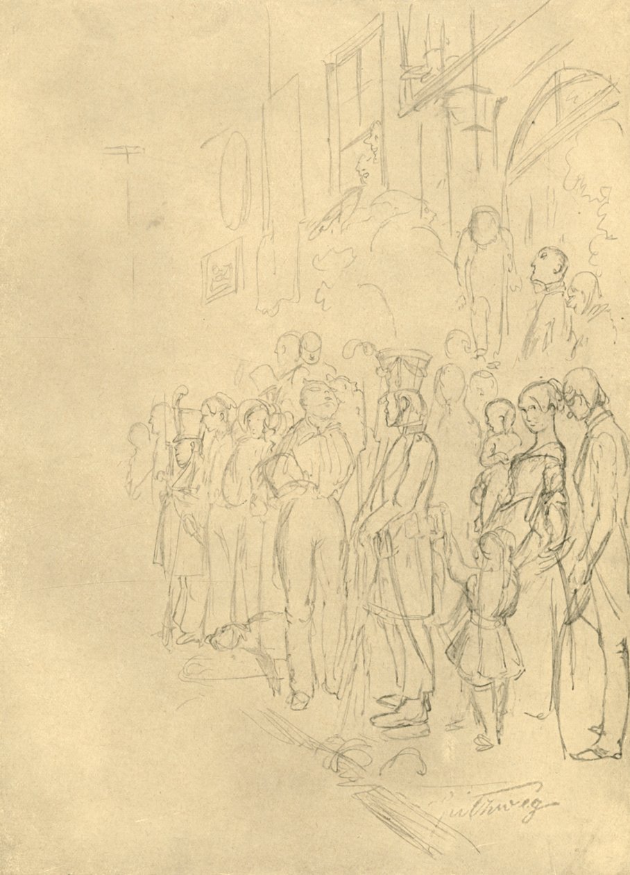 Alayı bekliyor, 19. yüzyılın ortaları, c1924. by Carl Spitzweg