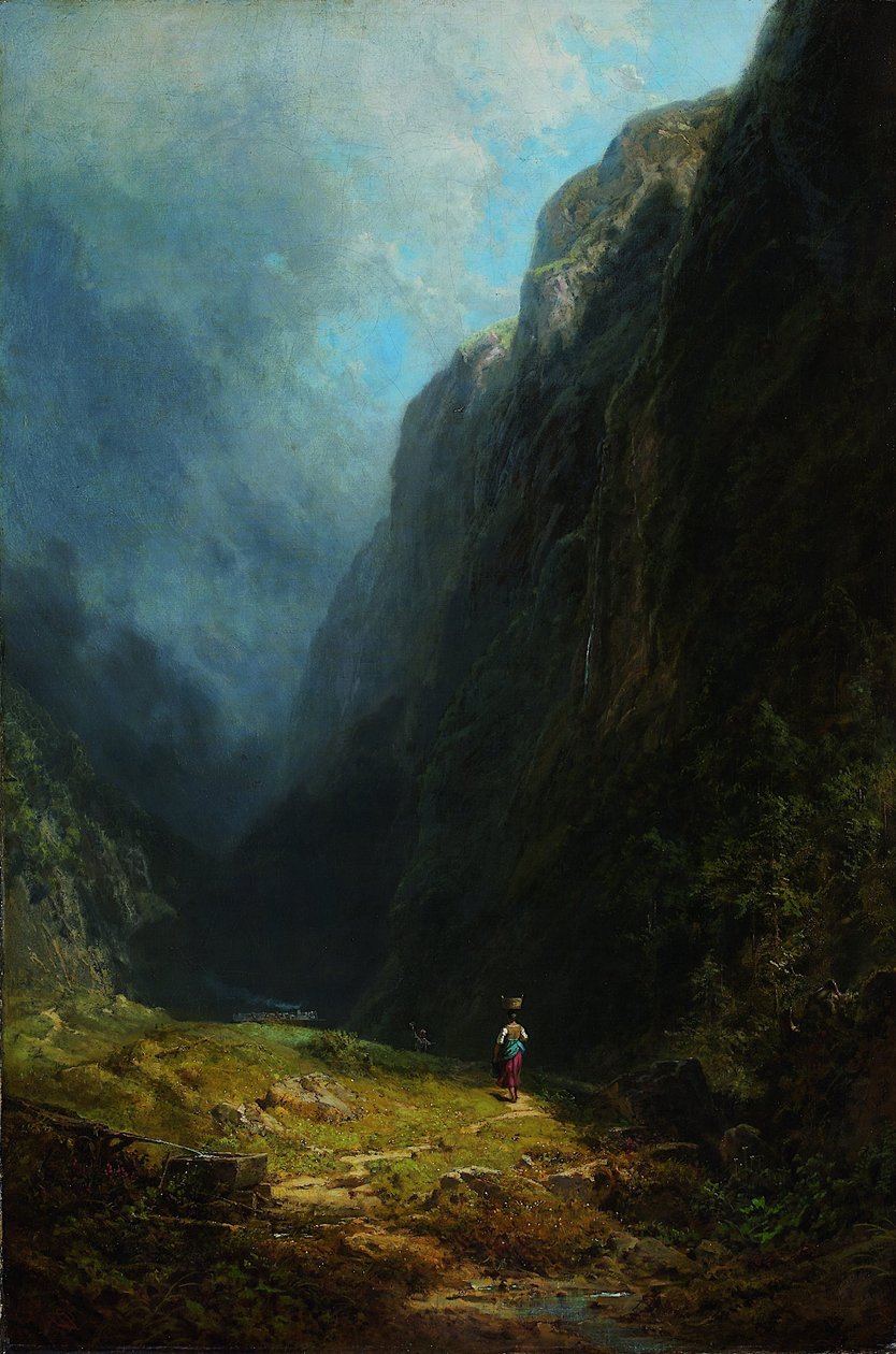 Wendelstein Dağı ile Alp Yüksek Vadi Manzarasında, c. 1871 by Carl Spitzweg