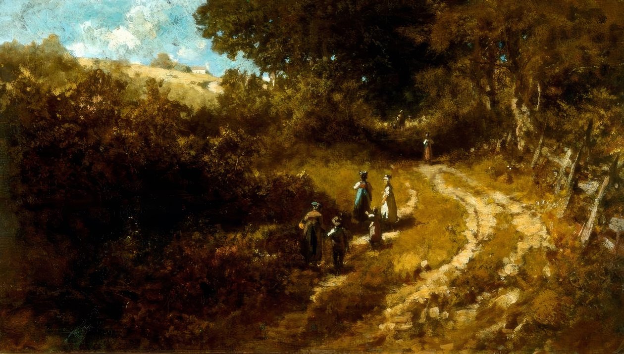 Dachau yakınlarındaki kiliseye gitmek by Carl Spitzweg