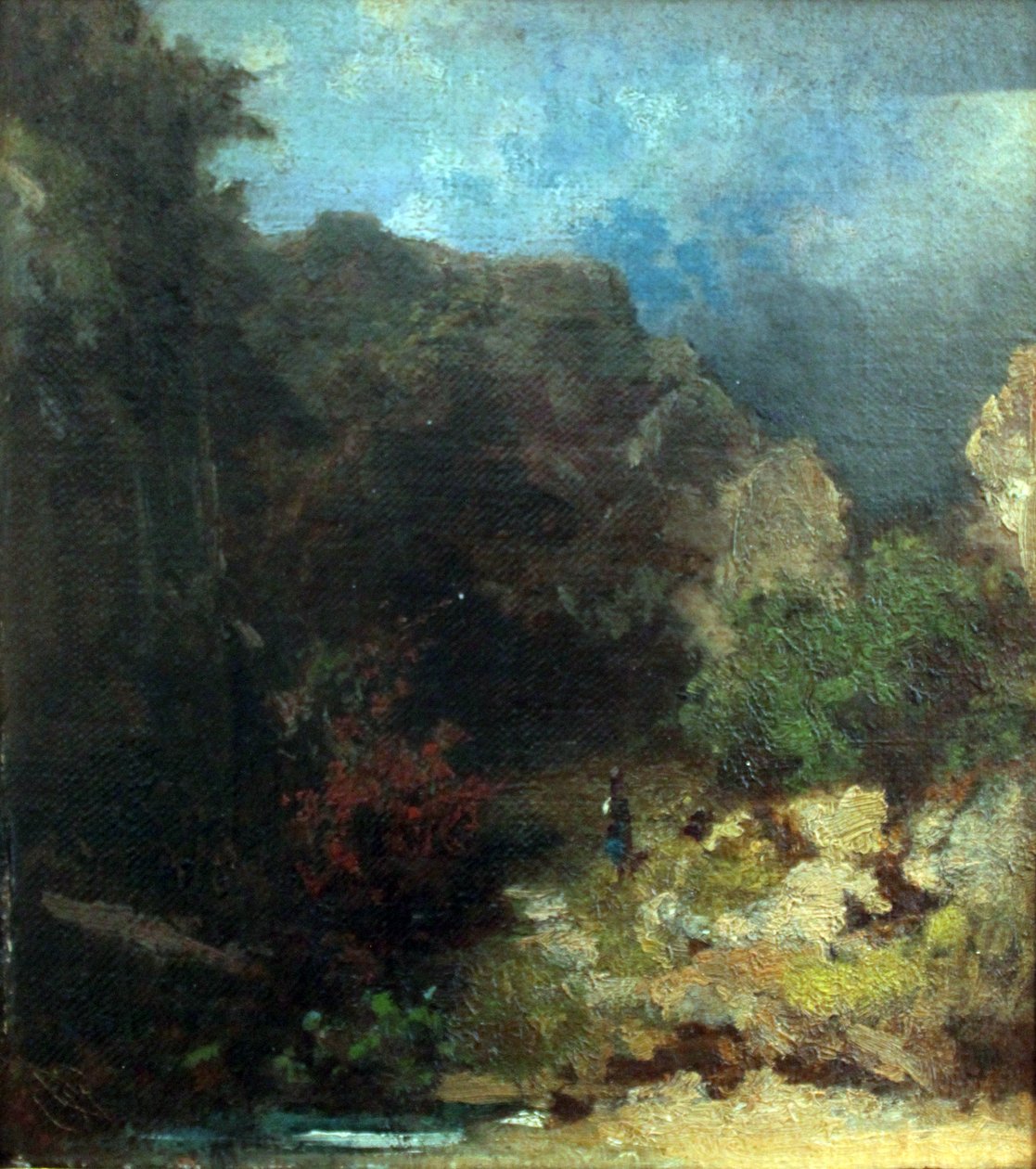 Bir kadın figürü ile manzara by Carl Spitzweg