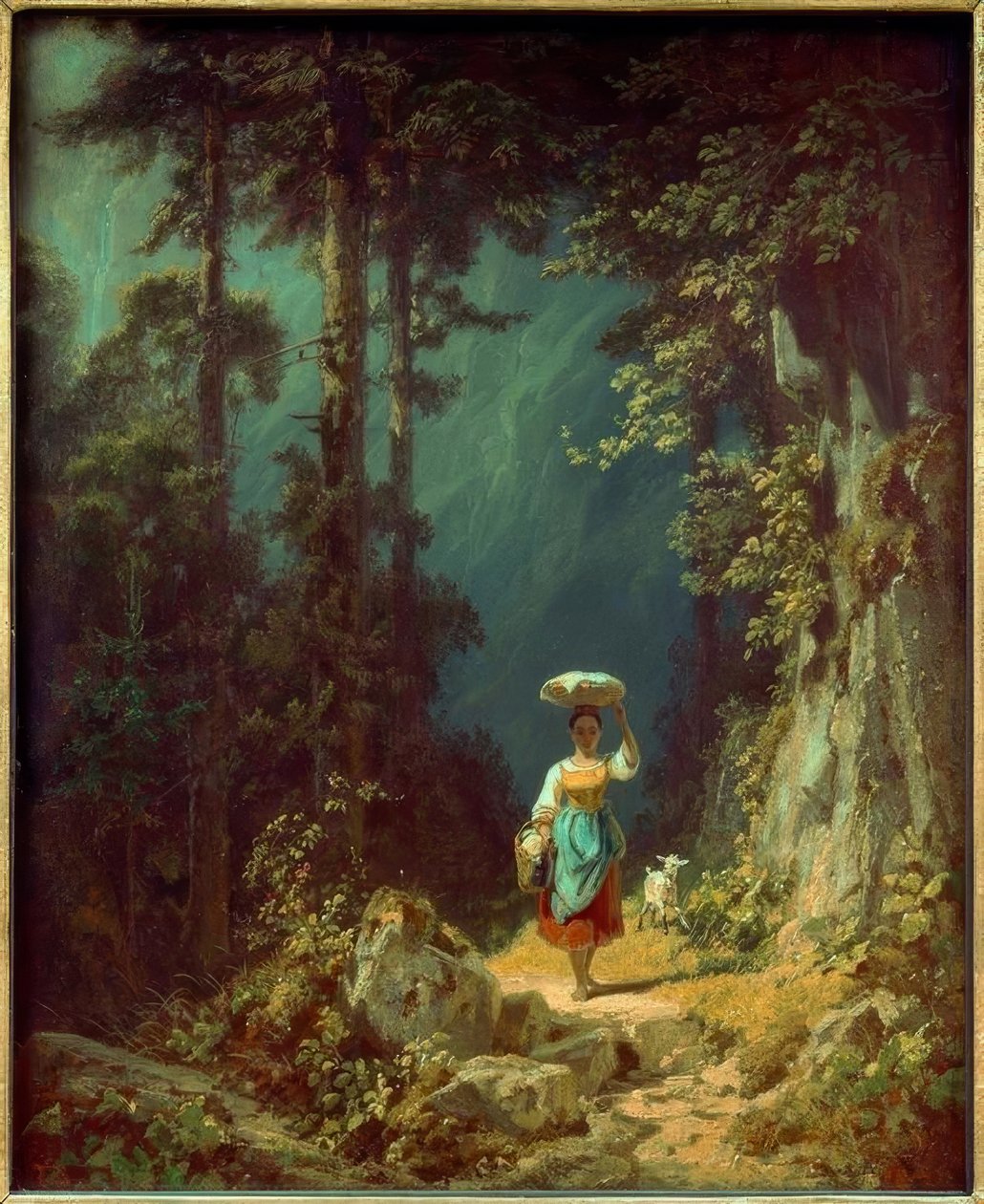 Dağ vadisinde keçi olan kız I. by Carl Spitzweg