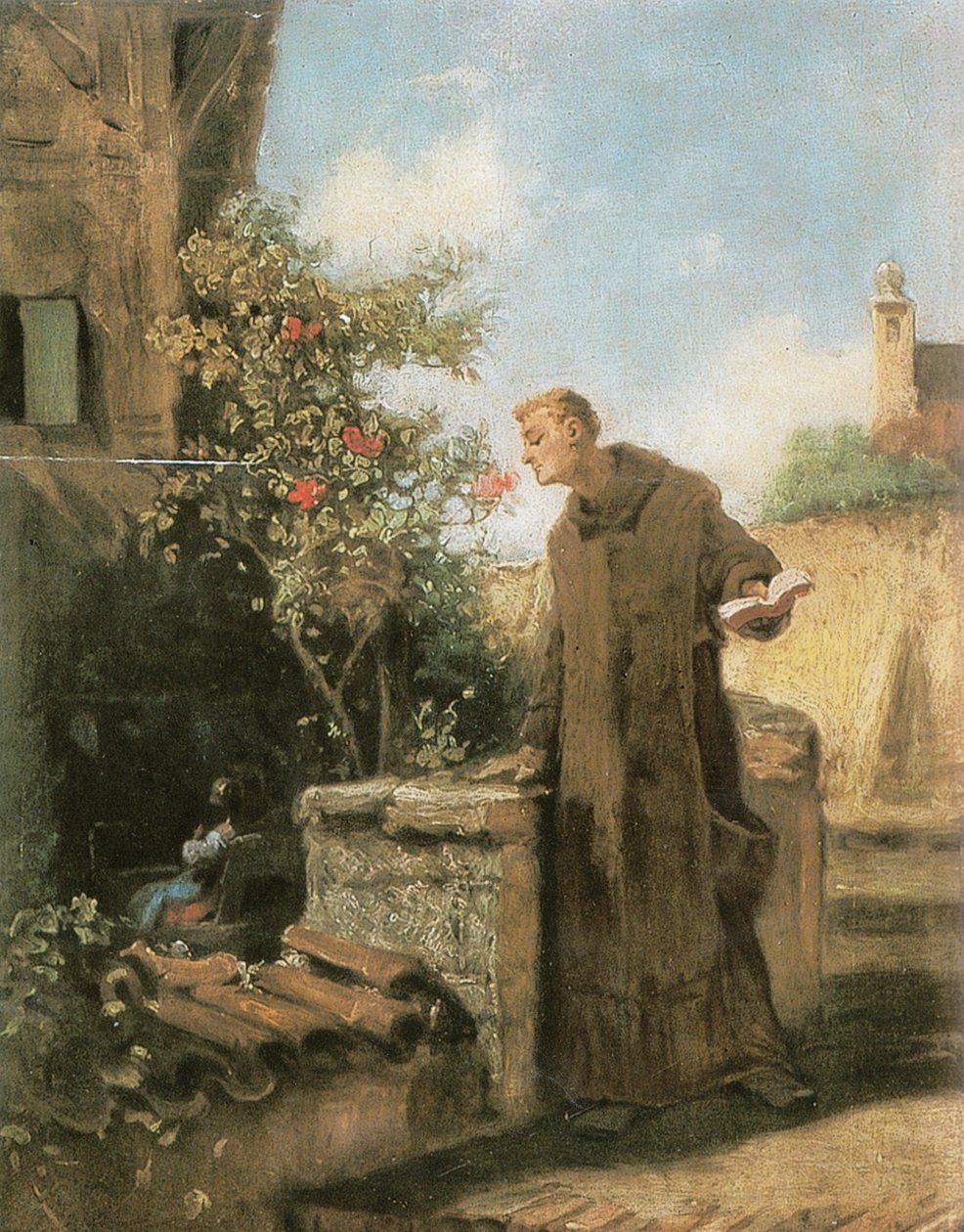 Monk, bir gül kokulu by Carl Spitzweg