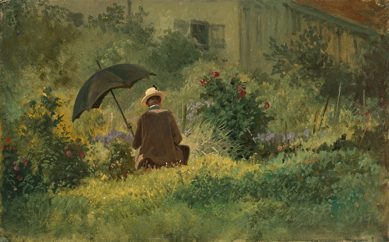 Bahçedeki ressam, 1860 dolayları (tuval üzerine yağlı boya) by Carl Spitzweg