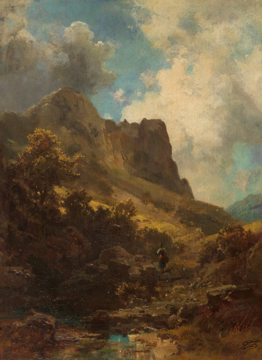 Bir Sütçü Kızla Vadi Kanyonu, c. 1875. by Carl Spitzweg