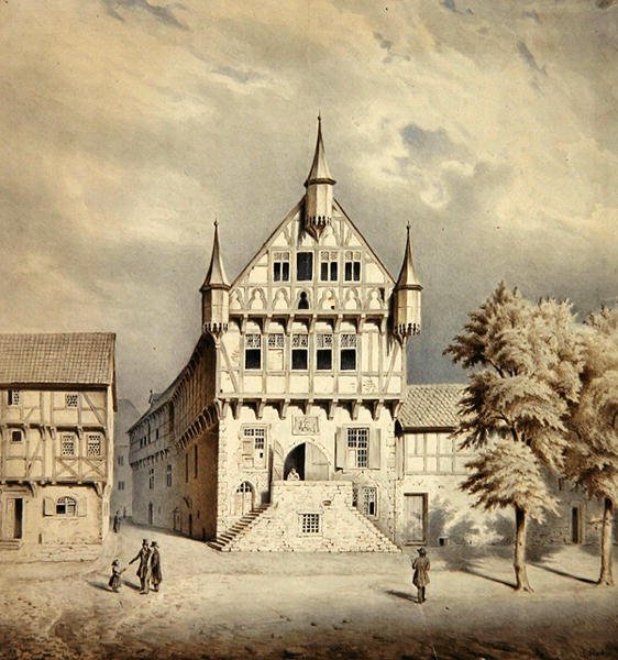 Fritzlar Belediye Binası (kağıt üzerine sulu boya) by Carl W.E. Fink