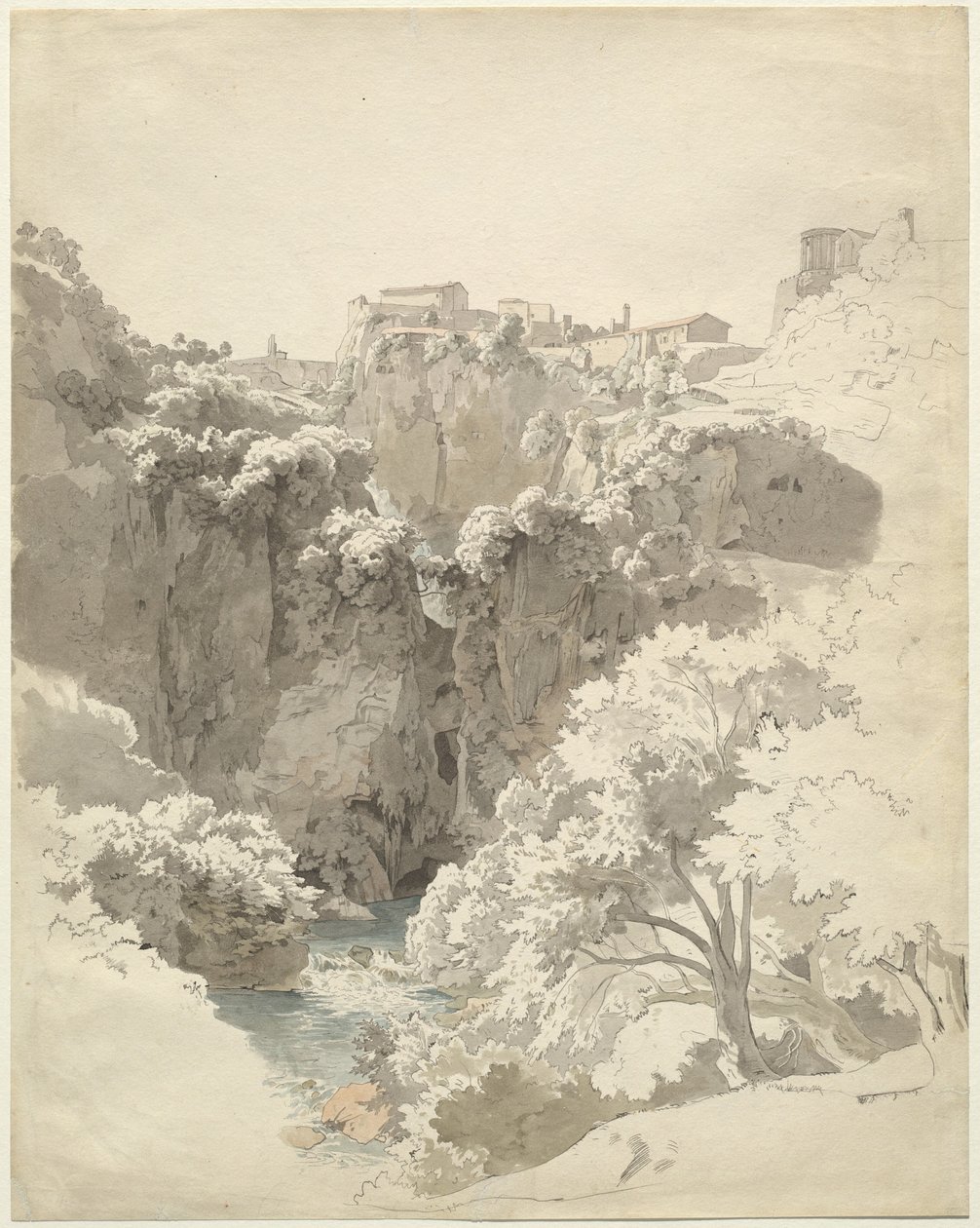 Tivoli ve Aniene Boğazı Üzerindeki Sibyl Tapınağı by Carl Wagner