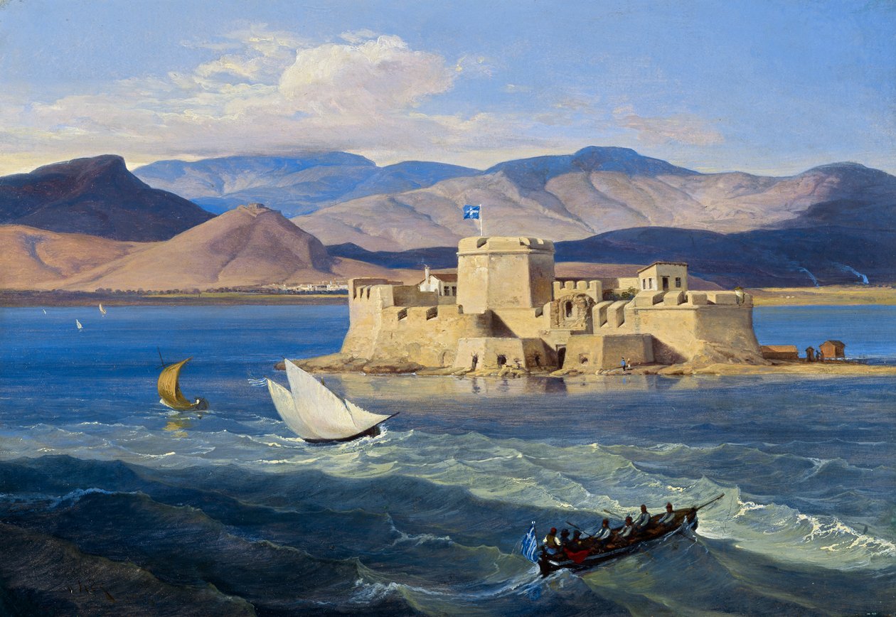 Nauplia yakınlarındaki Fortress Bourtzi by Carl Wilhelm Freiherr von Heideck