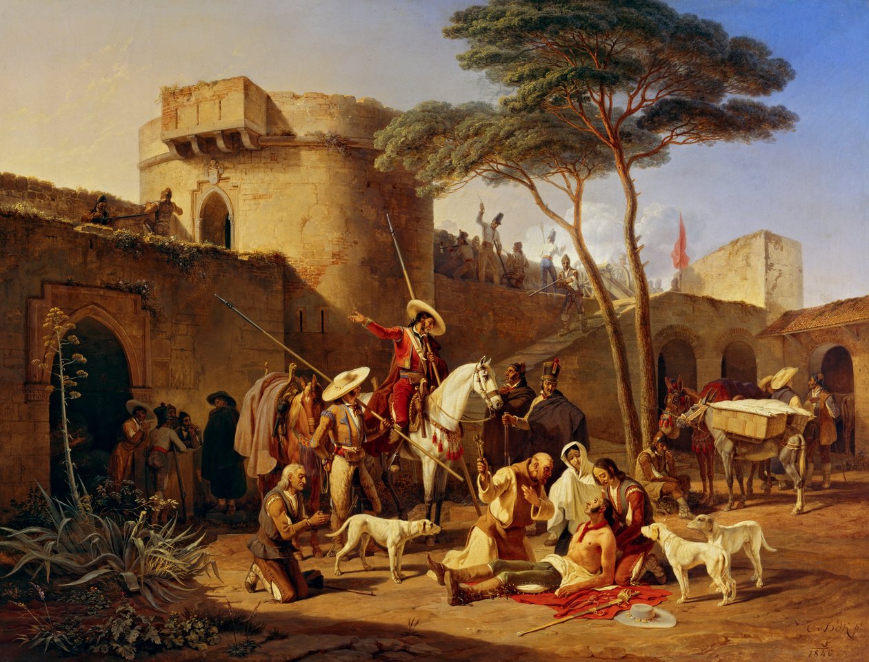 Bir kalede İspanyol gerillalar by Carl Wilhelm Freiherr von Heideck