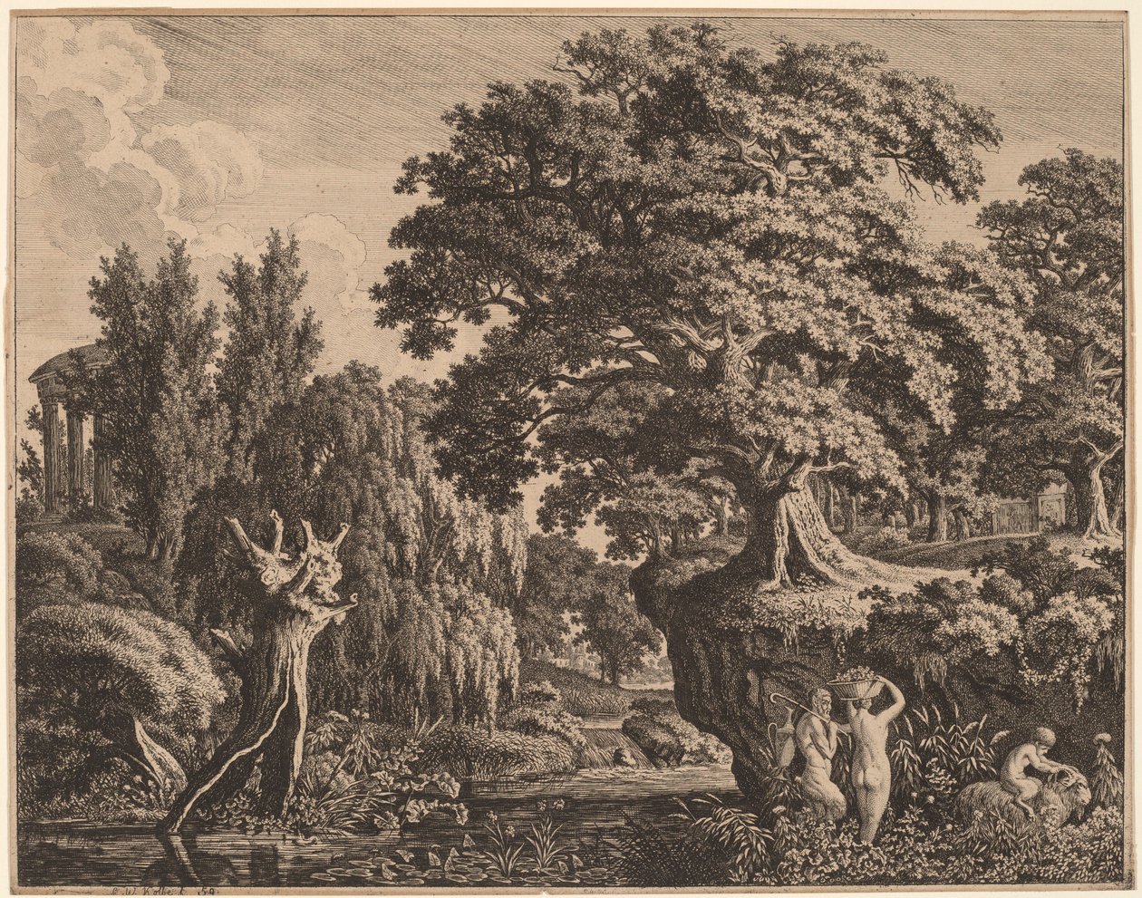 Bir Satyr Ailesi ile Arkadya Manzarası by Carl Wilhelm Kolbe