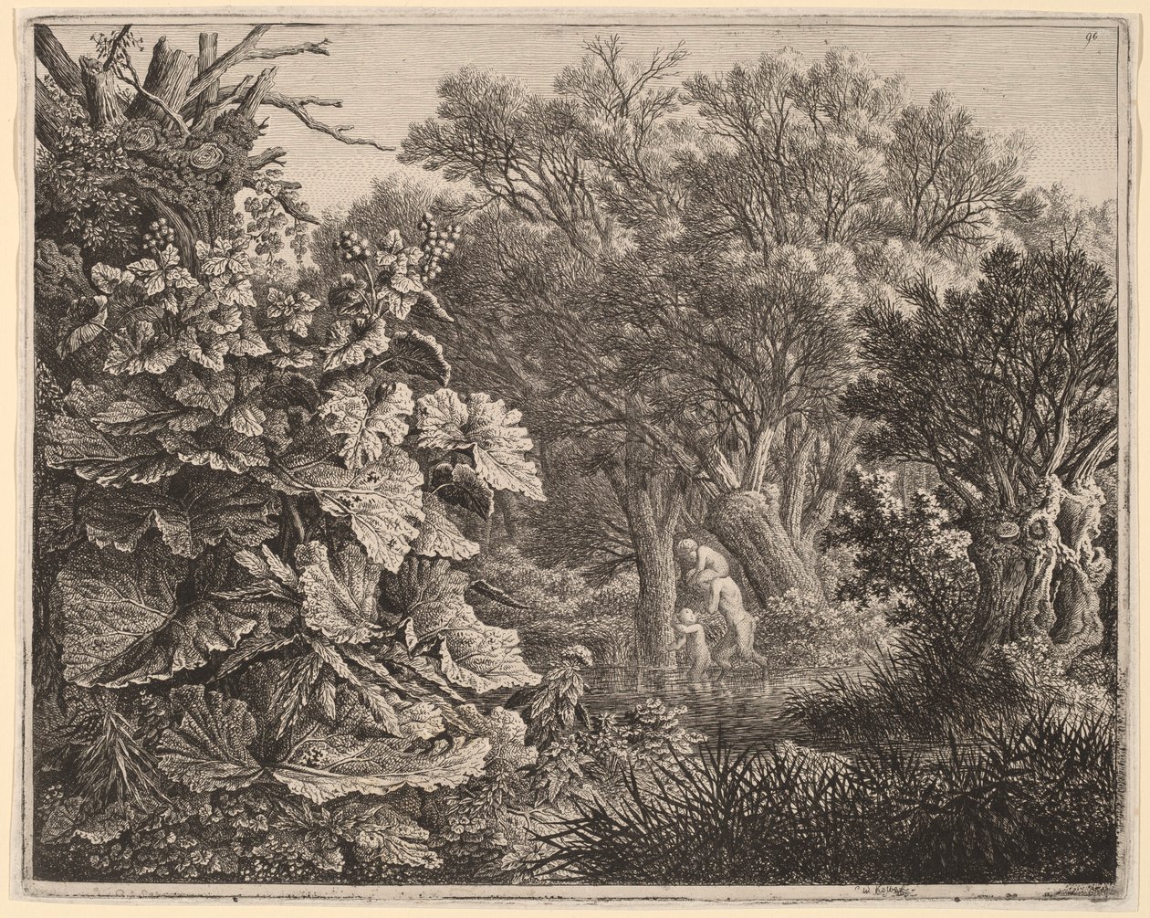 Büyük Yapraklı ve Üç Satirli Manzara by Carl Wilhelm Kolbe