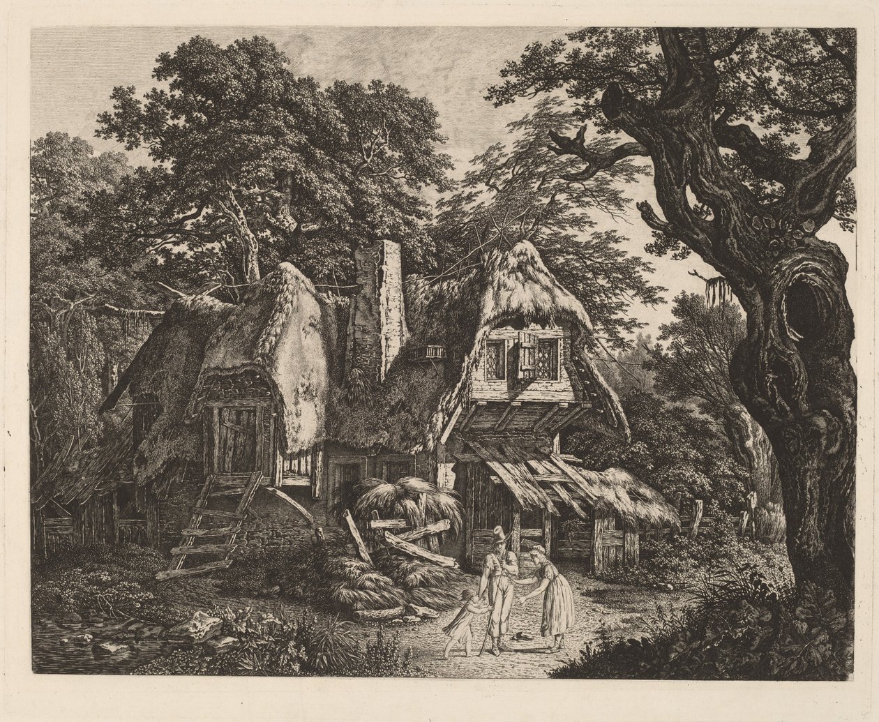 Manzaralı ve Figürlü Hasır Sazdan Kulübe by Carl Wilhelm Kolbe