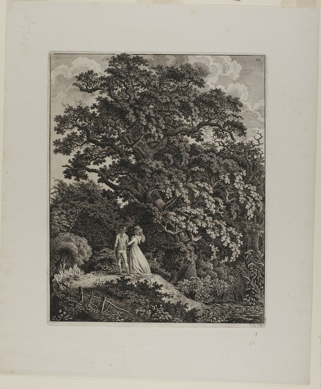 Bir Meşe Altında Yürüyen Zarif Bir Çift ile Orman Manzarası by Carl Wilhelm Kolbe, the elder