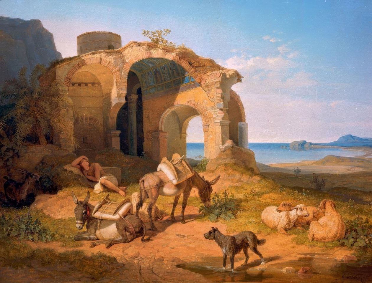 Bizans kilisesinin kalıntıları ile manzara by Carl Wilhelm von Heideck