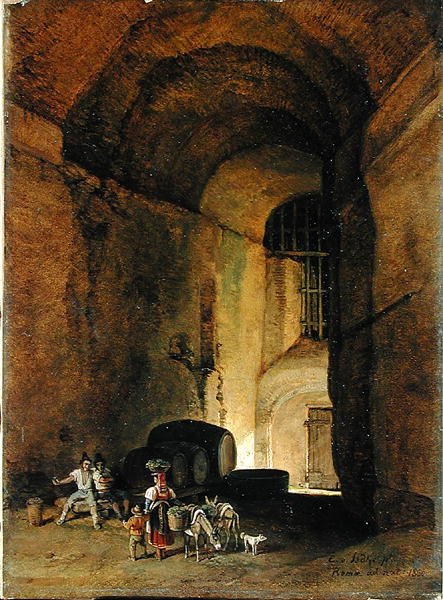 Bir Osteria, 1830 (1836?) (tuval üzerine kağıt üzerine yağlı boya) by Carl Wilhelm von Heidick
