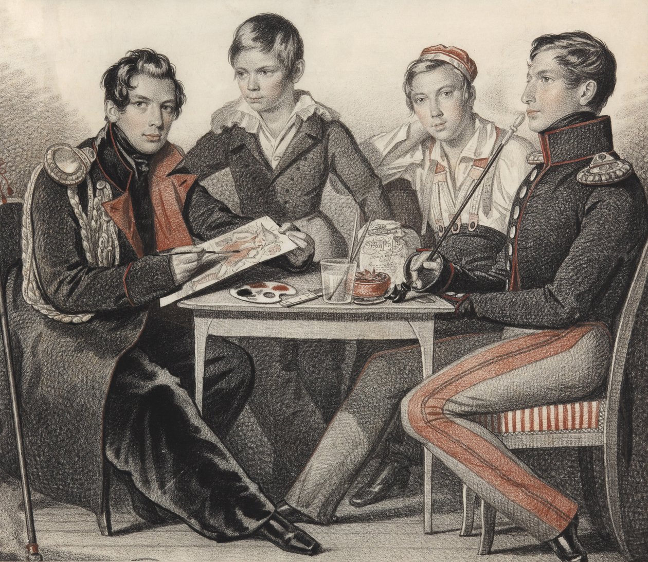Konovnitsyn Kardeşlerin Portresi, 1825. by Carl von Hampeln
