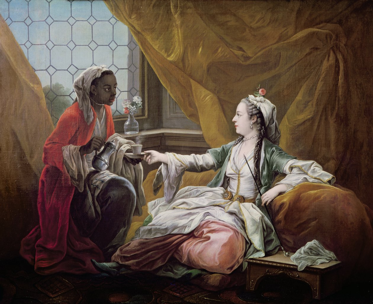 Sultana being offered coffee by a servant  by Carle van Loo