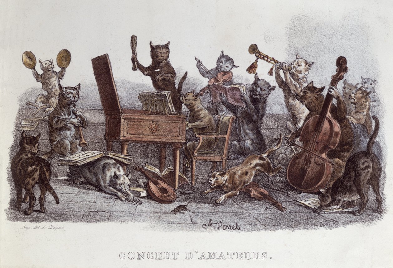 Bir Amatör Konser, Francois Seraphin Delpech (1778-1825) tarafından 1820 dolaylarında oyulmuş by Carle Vernet