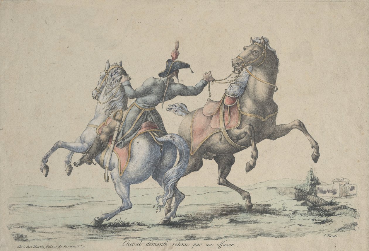 Bir Subay Tarafından Dizginlenen Atsız Bir At, 1770-1836. by Carle Vernet