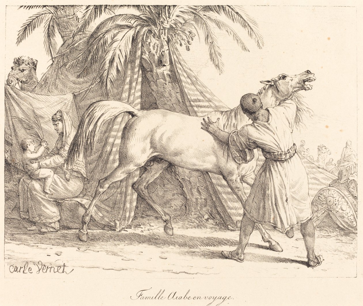 Arap aile seyahat by Carle Vernet