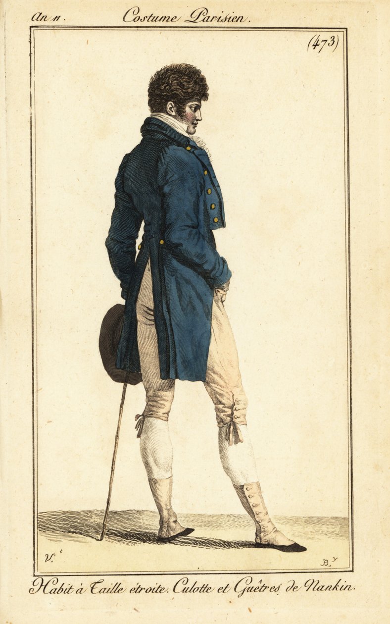 Fransız züppe, dar belli, kuyruklu paltolu, Paris by Carle Vernet