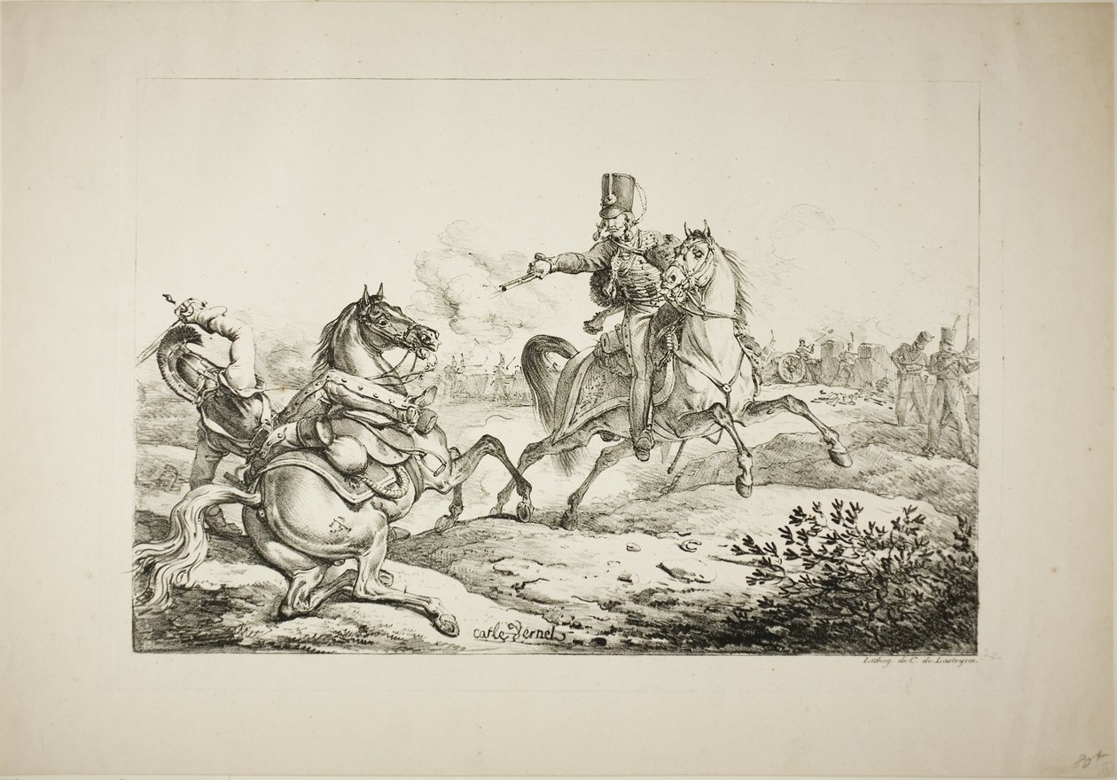 Hussar Tabancasını Bir Alman Ejderhasına Boşaltırken by Carle Vernet