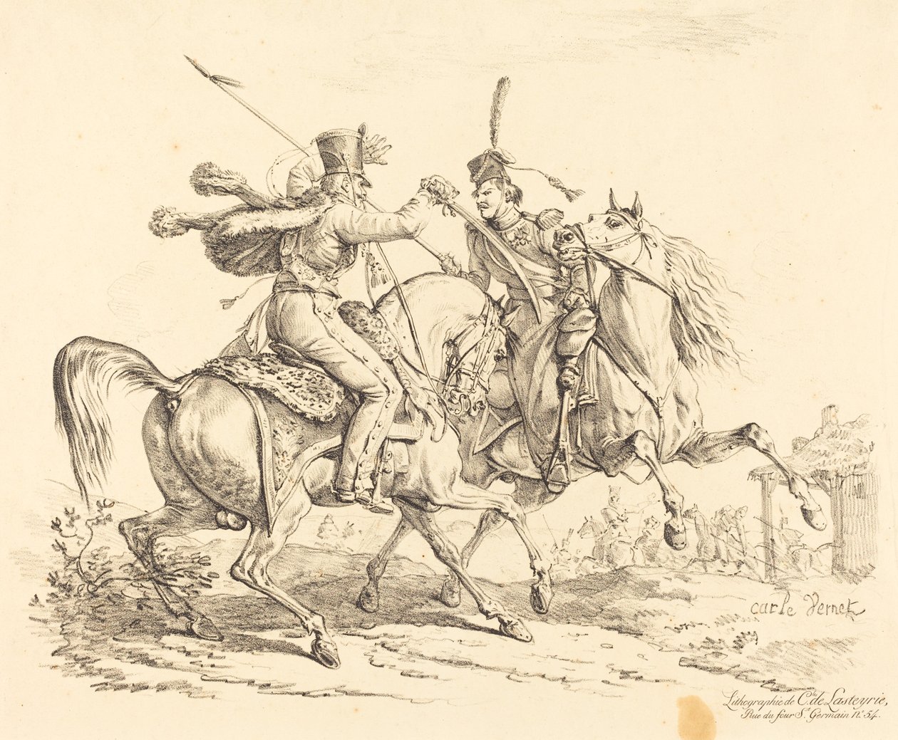 Bir Kazak Vurucu Hussar by Carle Vernet