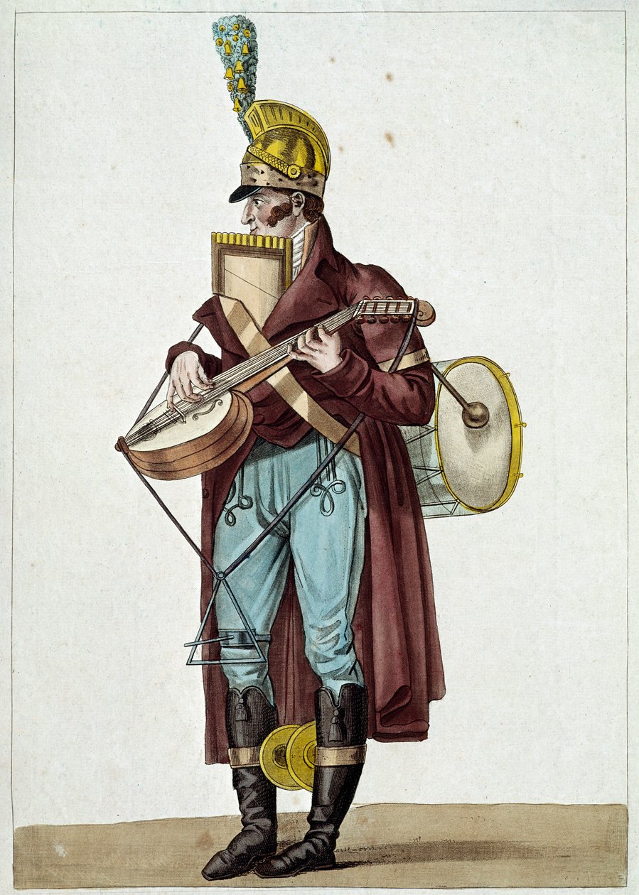 Mösyö Ut la si, burjuva tiyatroları orkestrası (Sokak müzisyeni) (İllüstrasyon by Carle Vernet