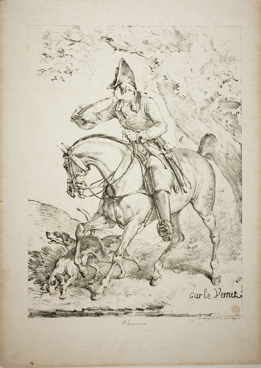 Korna çalan atlı avcı by Carle Vernet