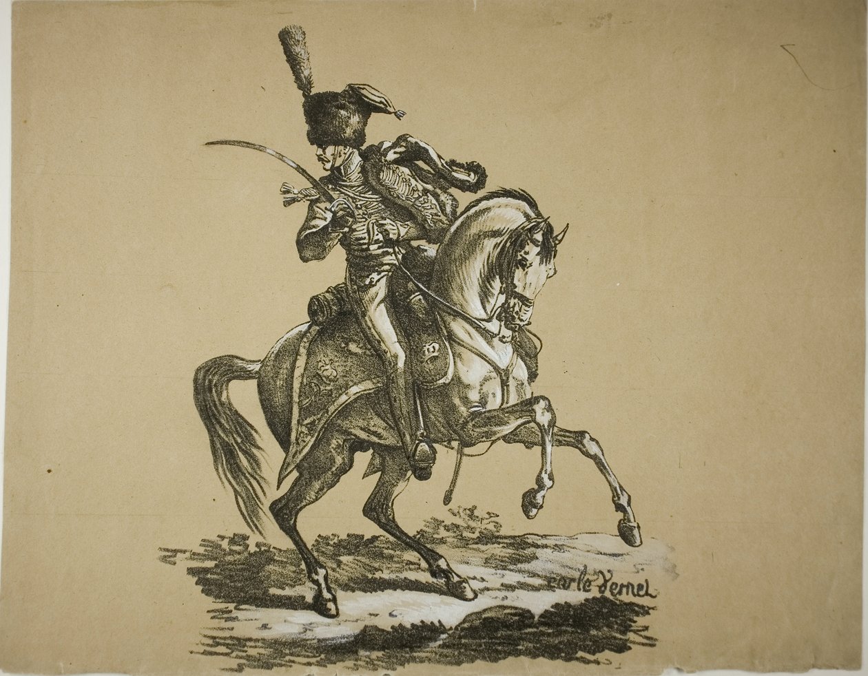 Kraliyet Muhafızları, Atlı Hussard and Horse, No. 6 by Carle Vernet