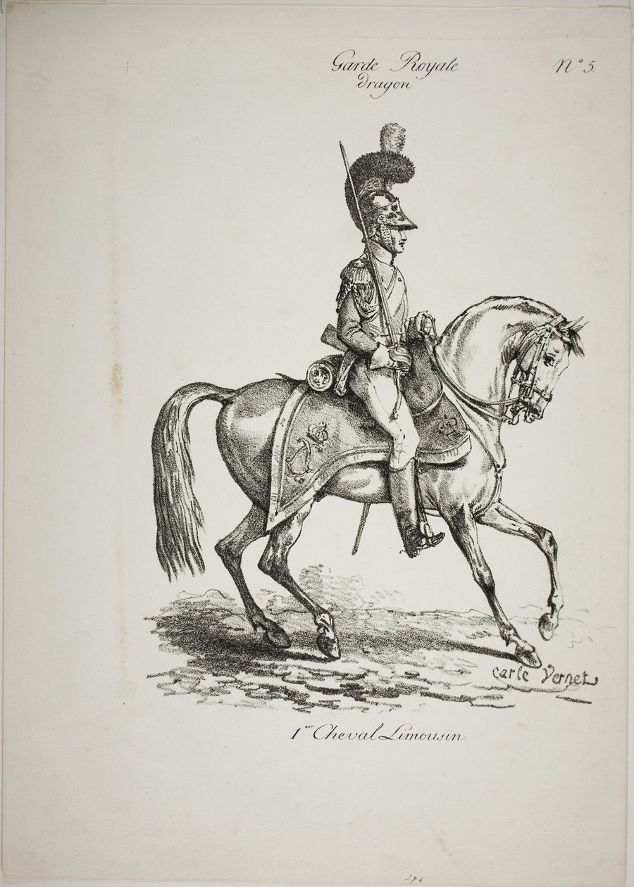 Kraliyet Muhafızı, Norman Atlı Ejderha ve Atı, No. 5, İlk Limoges Atı by Carle Vernet