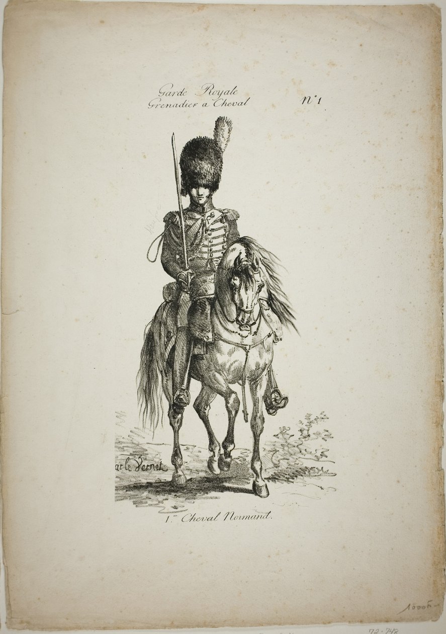 Kraliyet Muhafızı, Norman Atlı Grenadier ve At, No. 1 by Carle Vernet