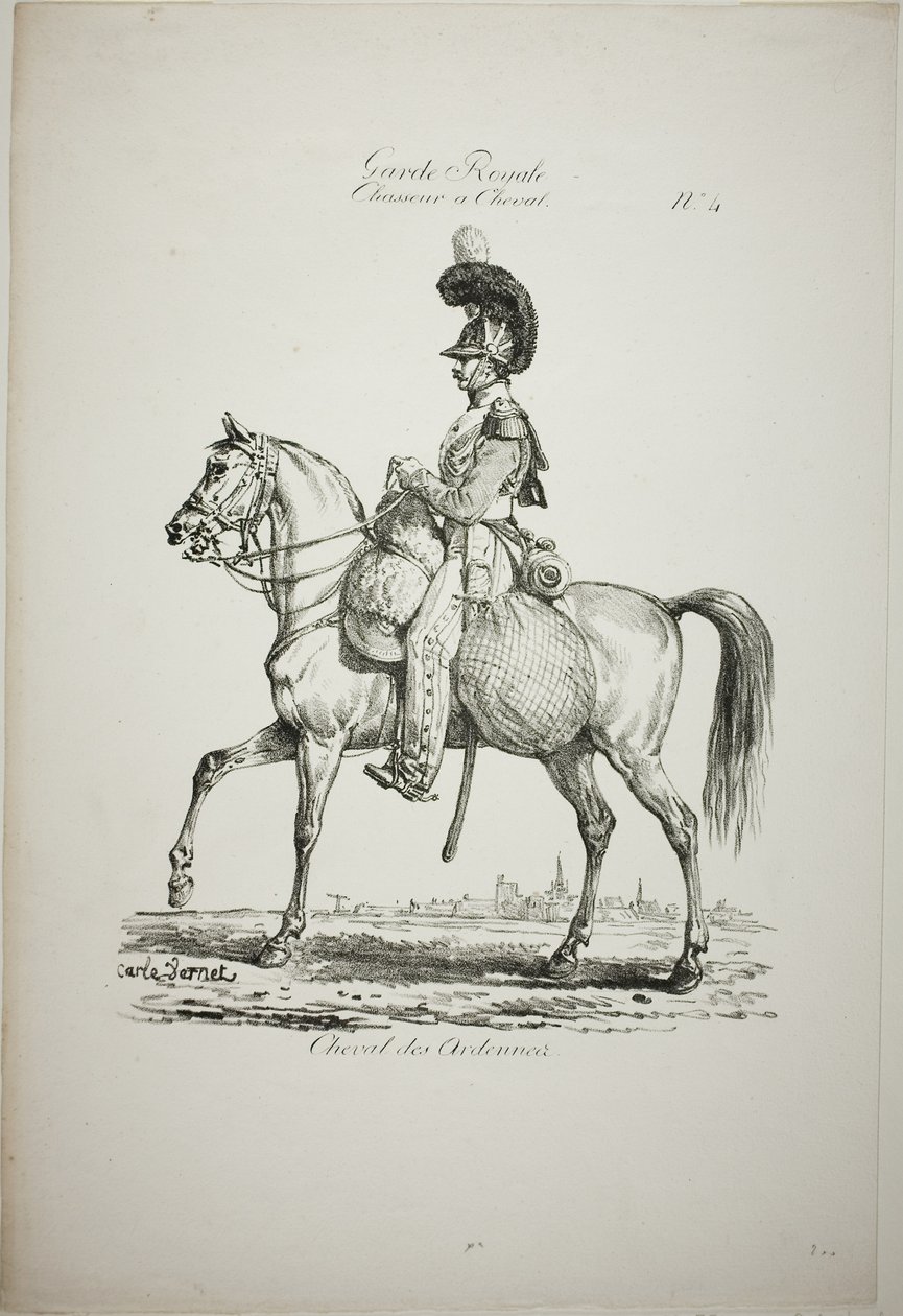 Kraliyet Muhafızı, Norman Atlı Hafif Piyade ve At, No. 4 by Carle Vernet