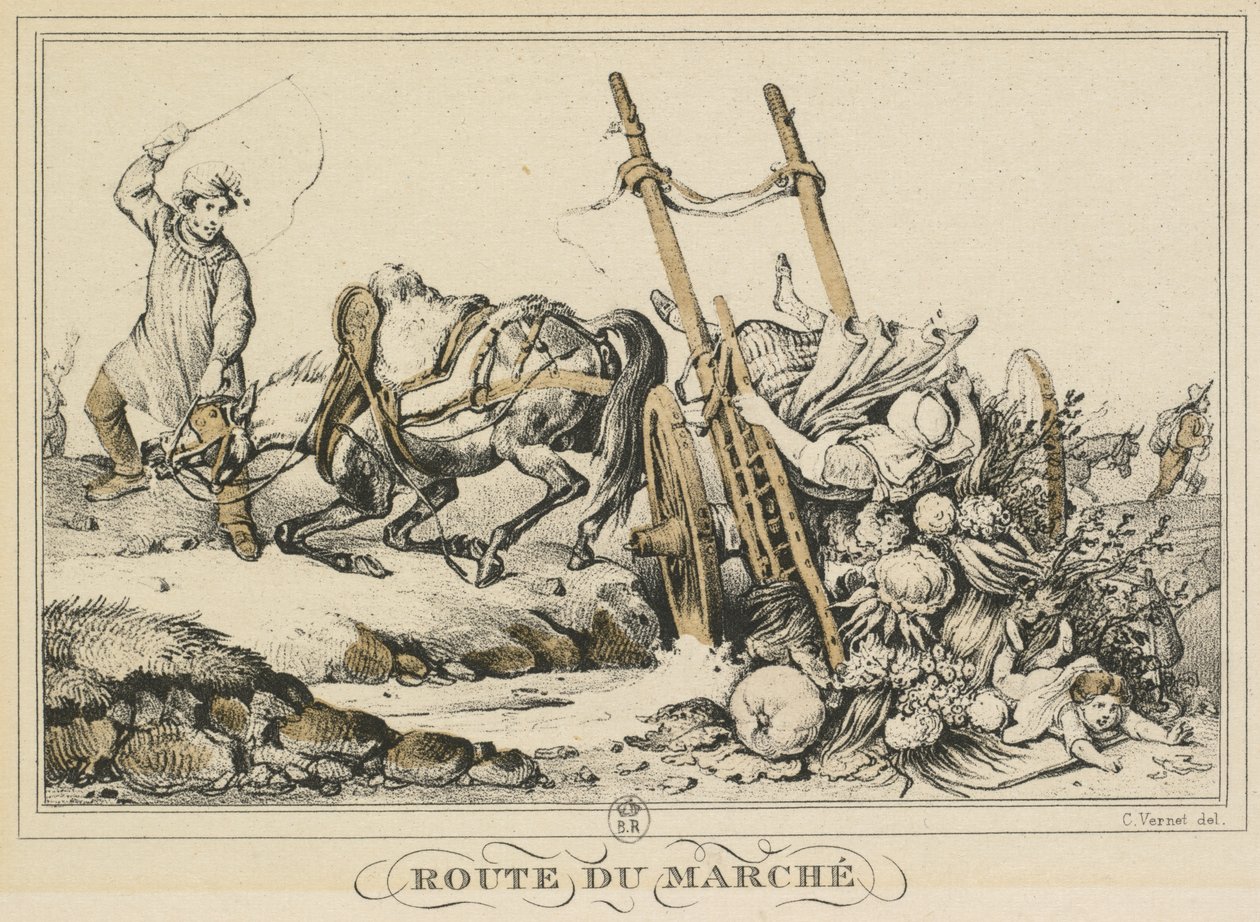 Günlük Yaşam, Yollar ve Patikalar: Pazara Giden Yol, 1819. by Carle Vernet