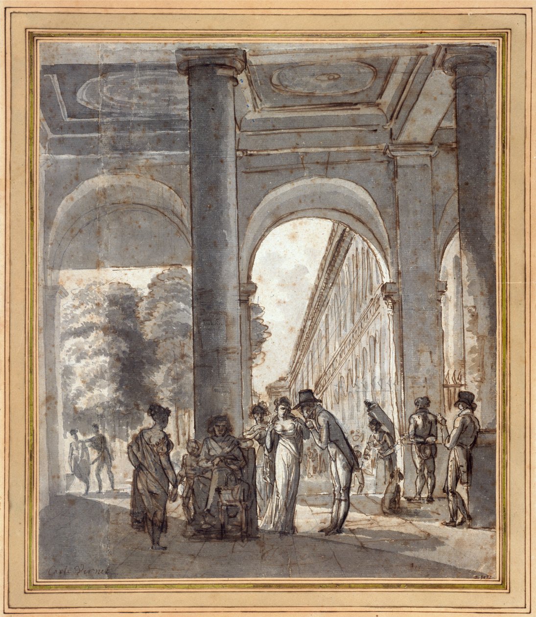 1810#39;daki Kraliyet Sarayı (kağıt üzerine mürekkep) by Carle Vernet