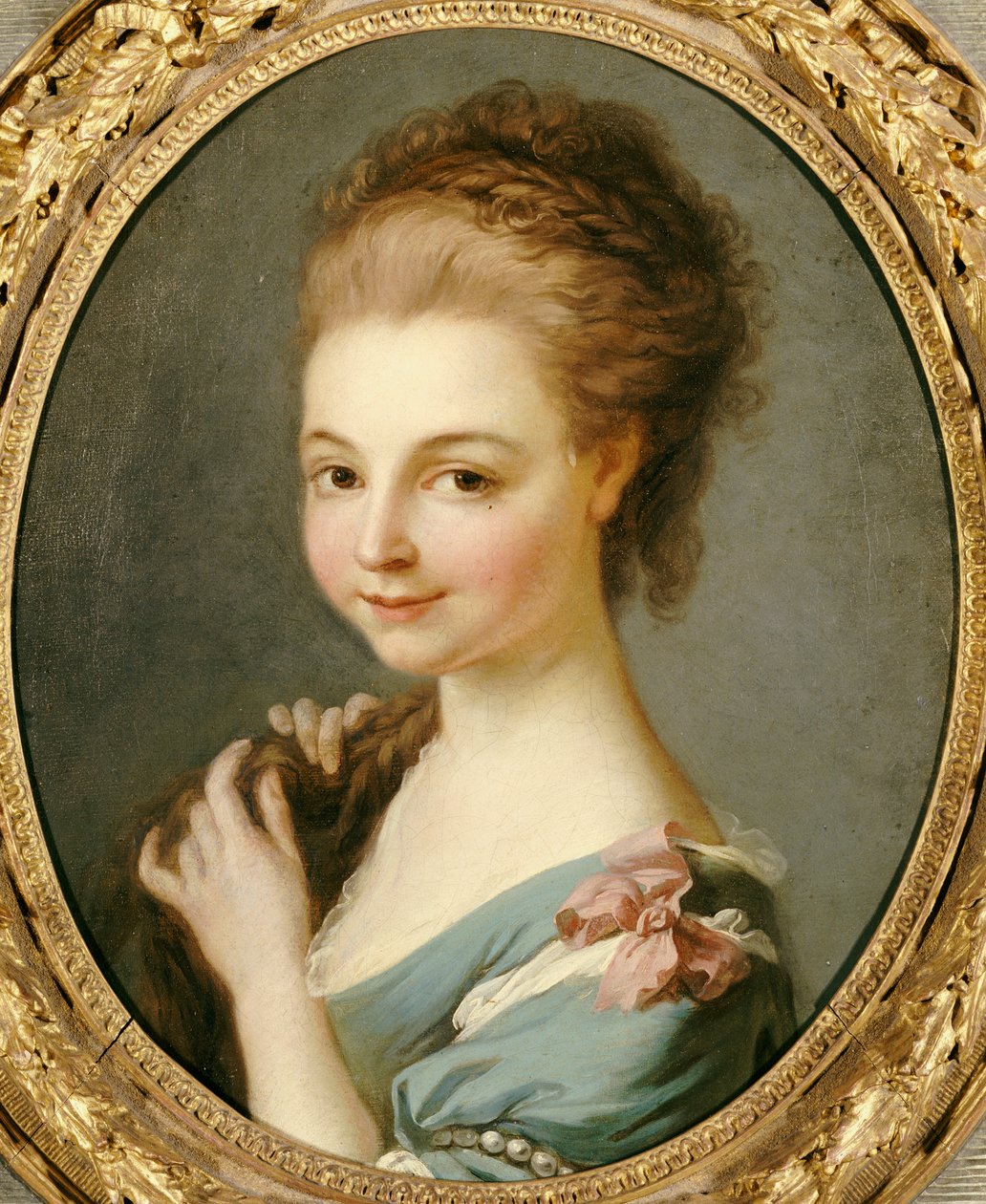 Pembe Kurdeleli Mavi Elbiseli Bir Kız by Carle van Loo