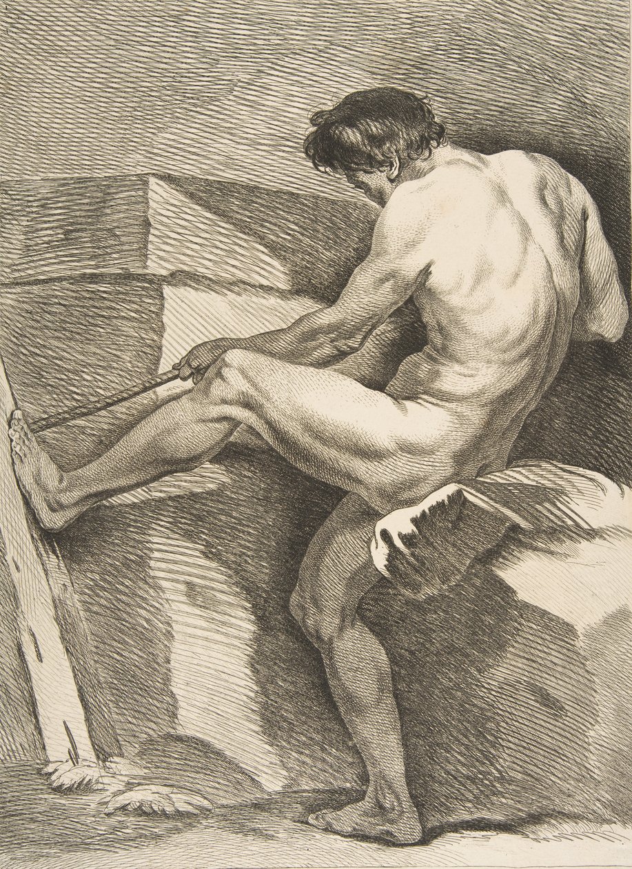 Bir Akademi: İp Çeken Adam, 1742-43. by Carle van Loo
