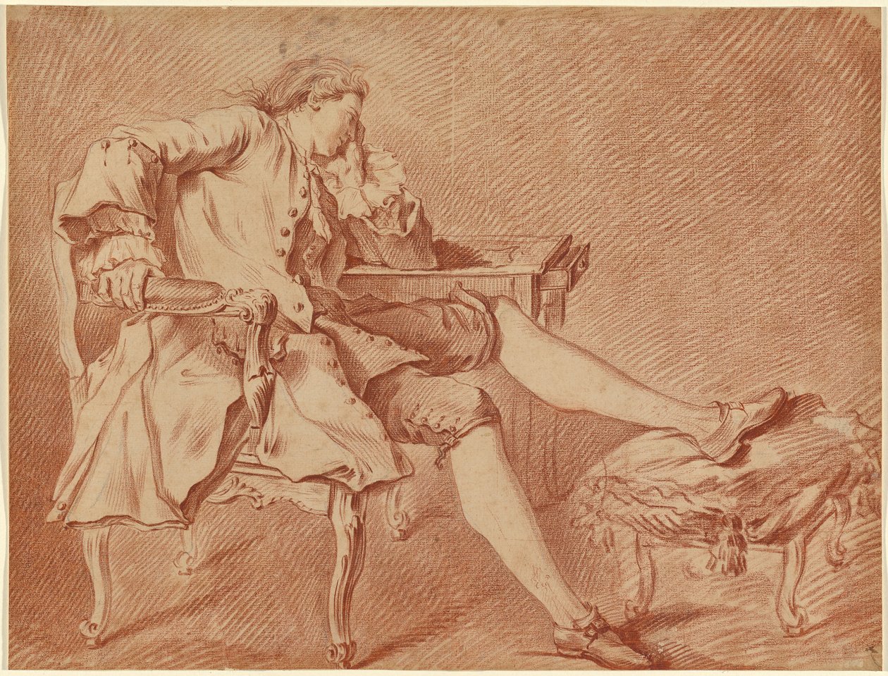 Bir sandalyede uzanmanız beyefendi by Carle van Loo