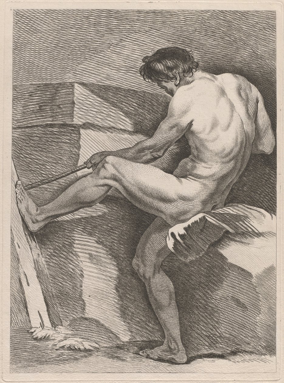 Adam Bir İp Çekiyor, Ayağı Bağlanmış by Carle van Loo